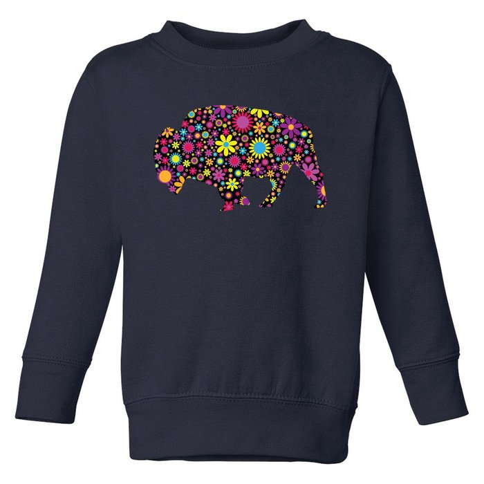 Flower Patterns Bison Buffalo Funny Toddler Sweatshirt