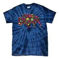 Flower Patterns Bison Buffalo Funny Tie-Dye T-Shirt