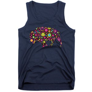 Flower Patterns Bison Buffalo Funny Tank Top