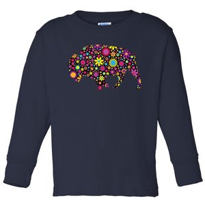 Flower Patterns Bison Buffalo Funny Toddler Long Sleeve Shirt