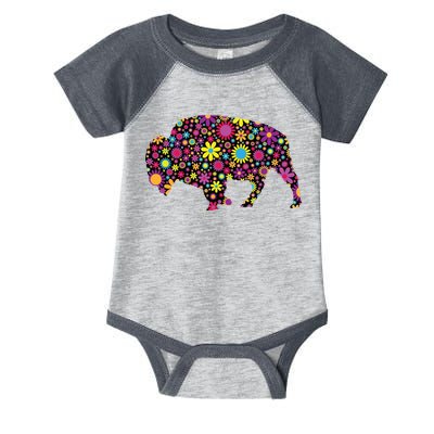 Flower Patterns Bison Buffalo Funny Infant Baby Jersey Bodysuit