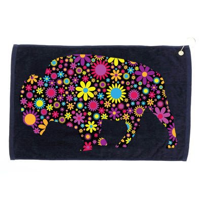 Flower Patterns Bison Buffalo Funny Grommeted Golf Towel