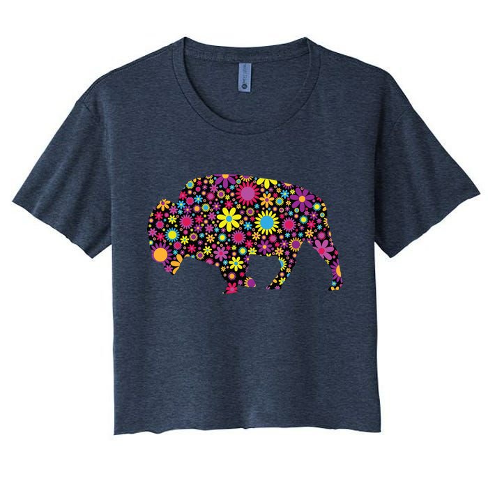Flower Patterns Bison Buffalo Funny Crop Top