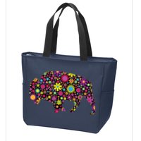 Flower Patterns Bison Buffalo Funny Zip Tote Bag