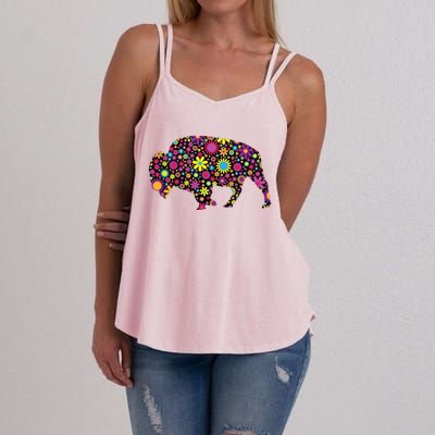 Flower Patterns Bison Buffalo Funny Women's Strappy Tank