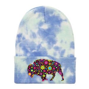 Flower Patterns Bison Buffalo Funny Tie Dye 12in Knit Beanie