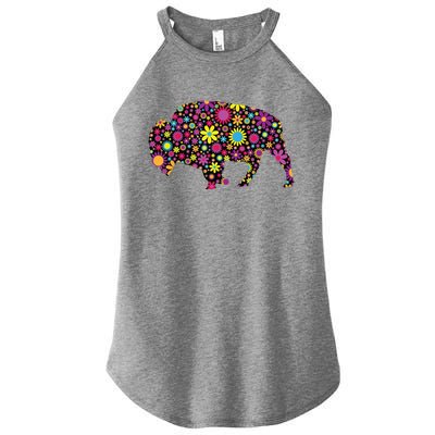 Flower Patterns Bison Buffalo Funny Women’s Perfect Tri Rocker Tank