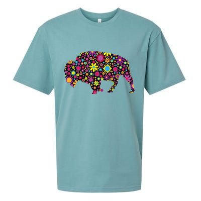 Flower Patterns Bison Buffalo Funny Sueded Cloud Jersey T-Shirt