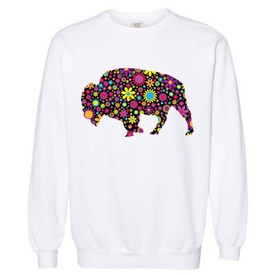 Flower Patterns Bison Buffalo Funny Garment-Dyed Sweatshirt