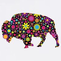 Flower Patterns Bison Buffalo Funny Garment-Dyed Sweatshirt
