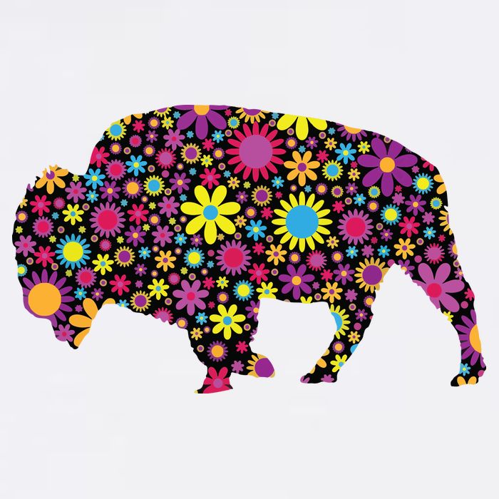 Flower Patterns Bison Buffalo Funny Garment-Dyed Sweatshirt