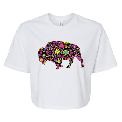 Flower Patterns Bison Buffalo Funny Bella+Canvas Jersey Crop Tee