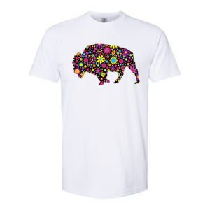 Flower Patterns Bison Buffalo Funny Softstyle CVC T-Shirt