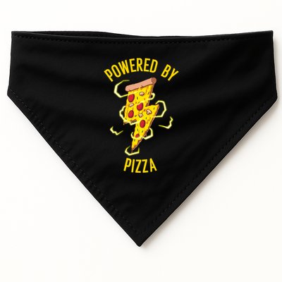 Funny Powered By Pizza Gift Cool Pizza Lover USA-Made Doggie Bandana