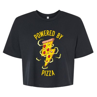 Funny Powered By Pizza Gift Cool Pizza Lover Bella+Canvas Jersey Crop Tee