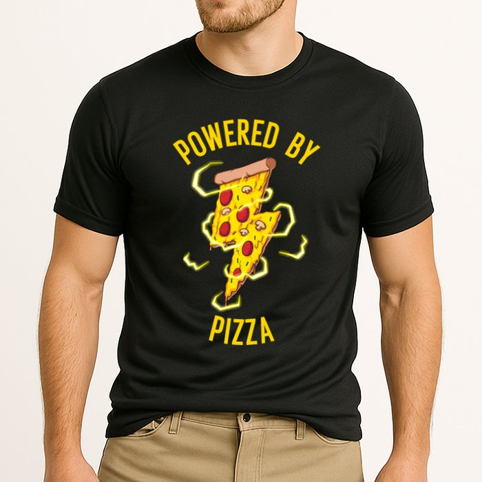 Funny Powered By Pizza Gift Cool Pizza Lover Cooling Performance Crew T-Shirt