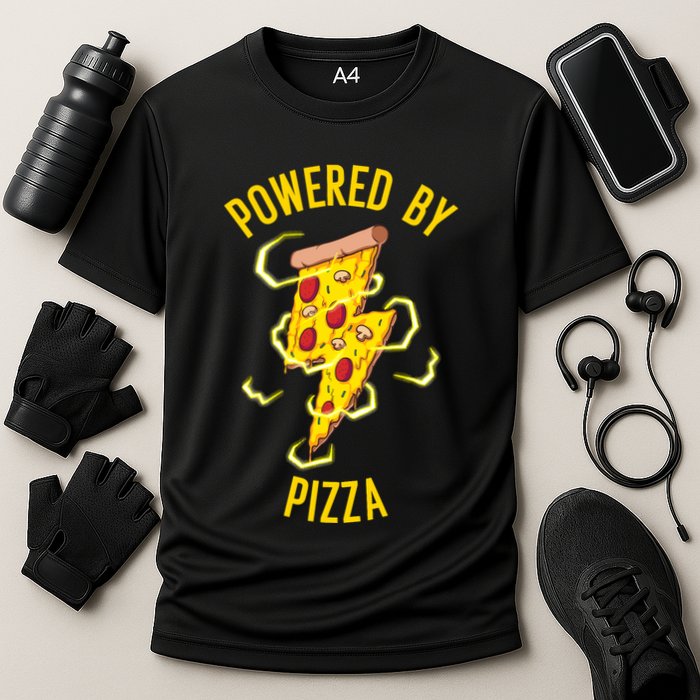 Funny Powered By Pizza Gift Cool Pizza Lover Cooling Performance Crew T-Shirt