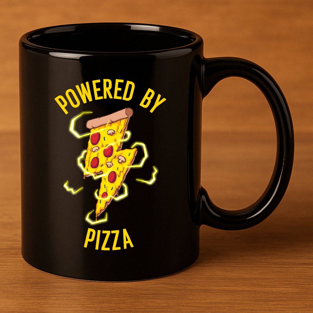 Funny Powered By Pizza Gift Cool Pizza Lover 11oz C Handle Ceramic Mug