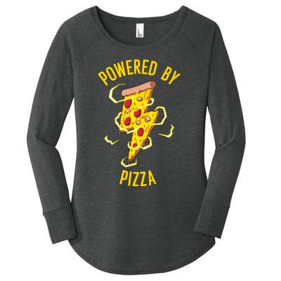 Funny Powered By Pizza Gift Cool Pizza Lover Women's Perfect Tri Tunic Long Sleeve Shirt