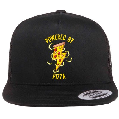 Funny Powered By Pizza Gift Cool Pizza Lover Flatbill Hat
