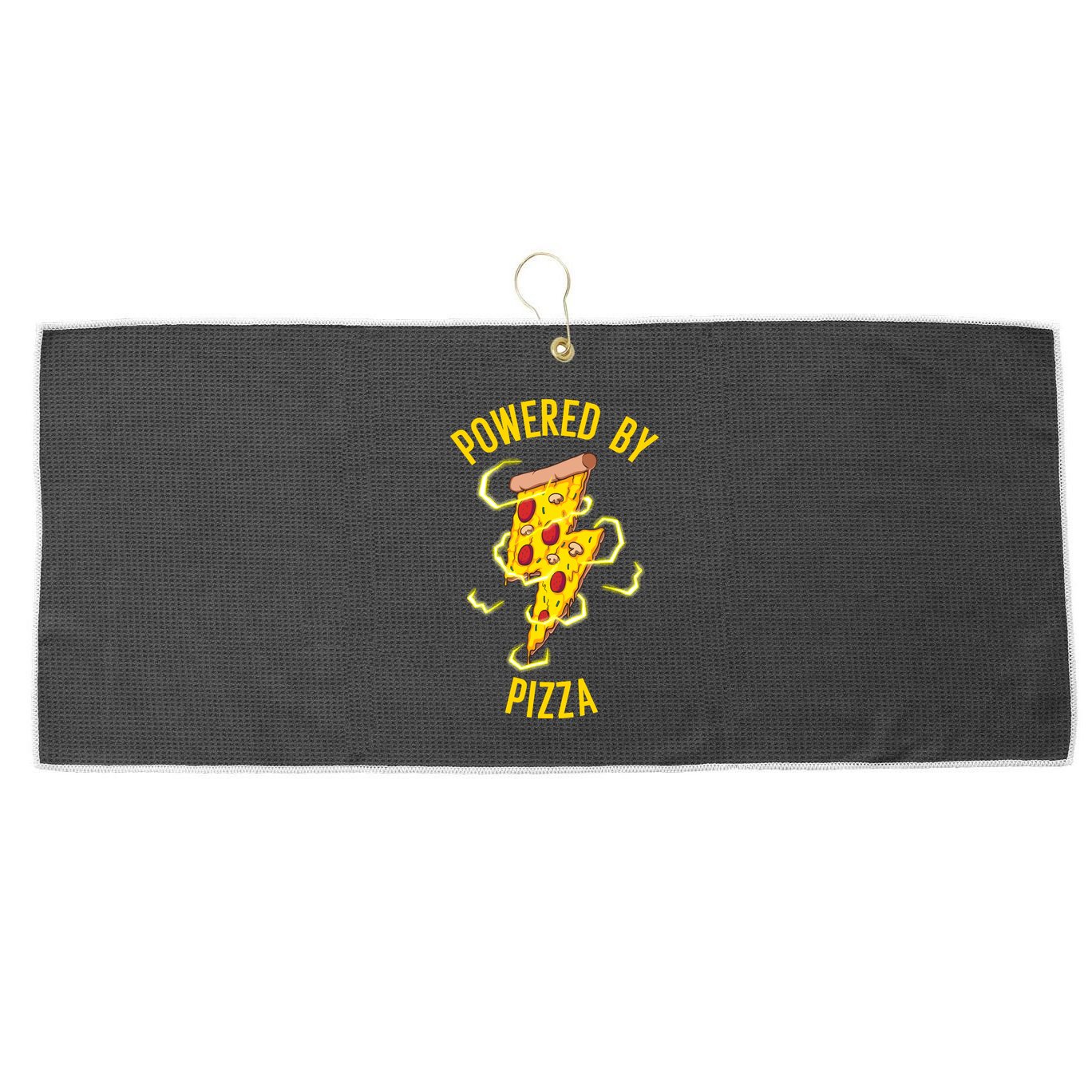 Funny Powered By Pizza Gift Cool Pizza Lover Large Microfiber Waffle Golf Towel