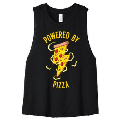 Funny Powered By Pizza Gift Cool Pizza Lover Women's Racerback Cropped Tank