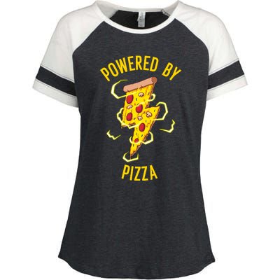 Funny Powered By Pizza Gift Cool Pizza Lover Enza Ladies Jersey Colorblock Tee