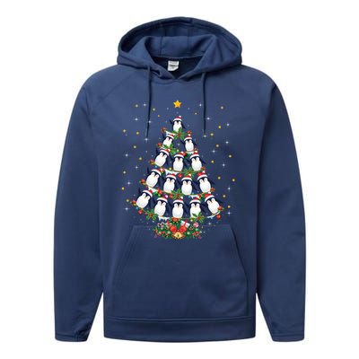 Funny Penguin Bird Xmas Gift Penguin Christmas Tree Gift Performance Fleece Hoodie