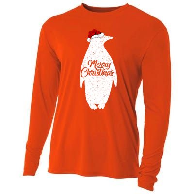 Funny Penguin Bird Lover Xmas Santa Hat Penguin Christmas Cute Gift Cooling Performance Long Sleeve Crew