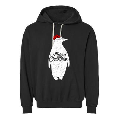 Funny Penguin Bird Lover Xmas Santa Hat Penguin Christmas Cute Gift Garment-Dyed Fleece Hoodie