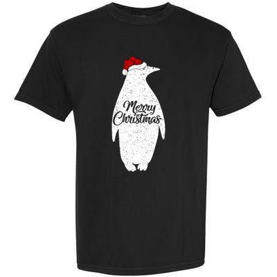 Funny Penguin Bird Lover Xmas Santa Hat Penguin Christmas Cute Gift Garment-Dyed Heavyweight T-Shirt