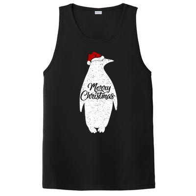 Funny Penguin Bird Lover Xmas Santa Hat Penguin Christmas Cute Gift PosiCharge Competitor Tank