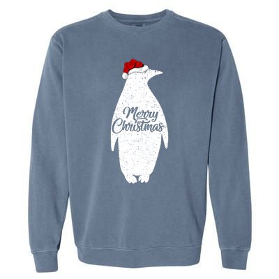 Funny Penguin Bird Lover Xmas Santa Hat Penguin Christmas Cute Gift Garment-Dyed Sweatshirt