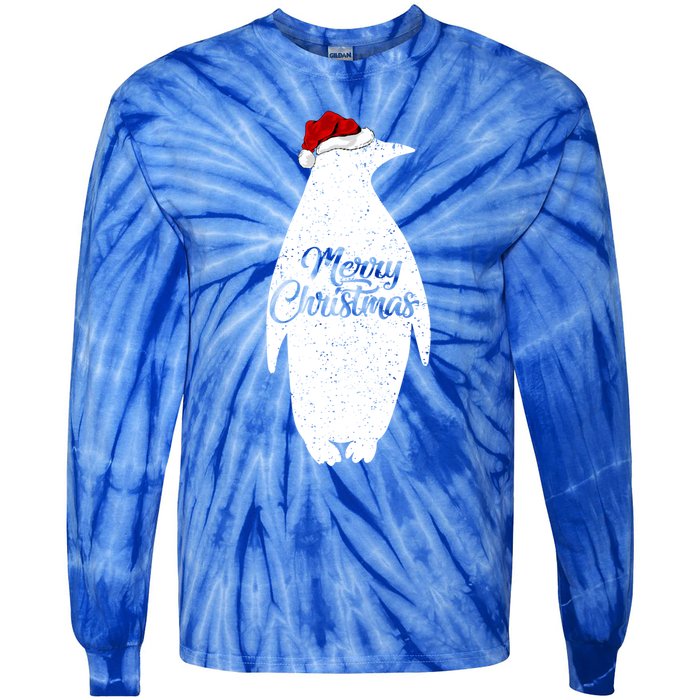 Funny Penguin Bird Lover Xmas Santa Hat Penguin Christmas Cute Gift Tie-Dye Long Sleeve Shirt