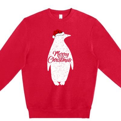 Funny Penguin Bird Lover Xmas Santa Hat Penguin Christmas Cute Gift Premium Crewneck Sweatshirt