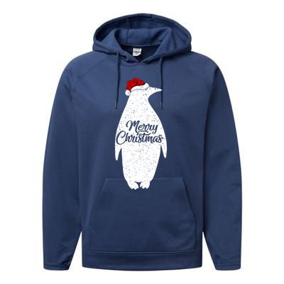 Funny Penguin Bird Lover Xmas Santa Hat Penguin Christmas Cute Gift Performance Fleece Hoodie