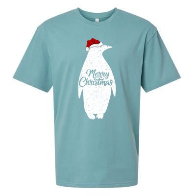 Funny Penguin Bird Lover Xmas Santa Hat Penguin Christmas Cute Gift Sueded Cloud Jersey T-Shirt