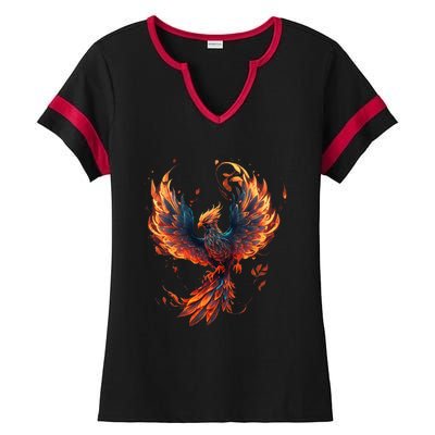 Fire Phoenix Bird Phoenix Reborn Firebird Phoenix Ladies Halftime Notch Neck Tee