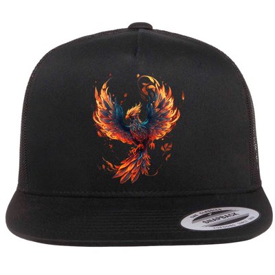 Fire Phoenix Bird Phoenix Reborn Firebird Phoenix Flat Bill Trucker Hat