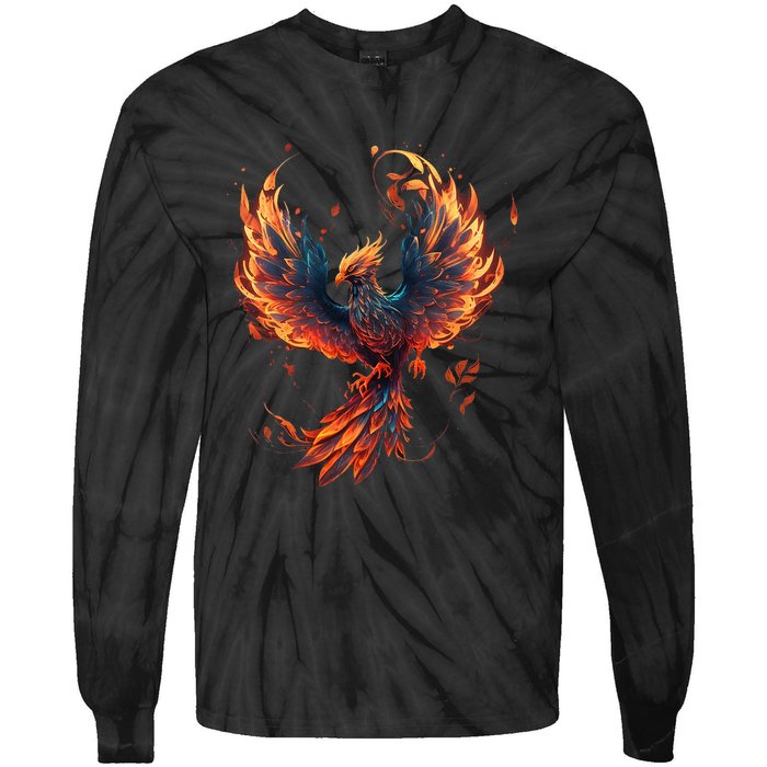 Fire Phoenix Bird Phoenix Reborn Firebird Phoenix Tie-Dye Long Sleeve Shirt