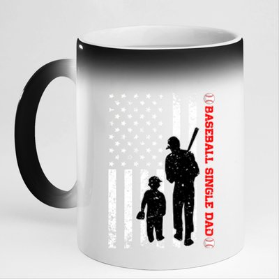 Funny Proud Baseball Single Dad American Flag Fathers Day Funny Gift 11oz Black Color Changing Mug