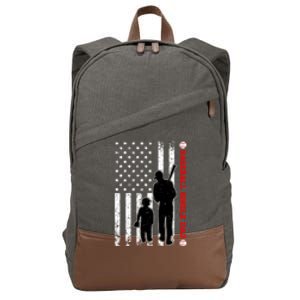 Funny Proud Baseball Single Dad American Flag Fathers Day Funny Gift Cotton Canvas Backpack