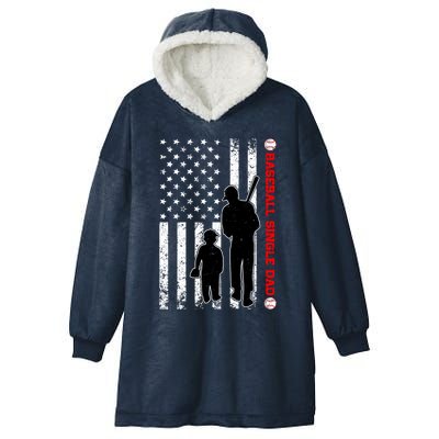 Funny Proud Baseball Single Dad American Flag Fathers Day Funny Gift Hooded Wearable Blanket