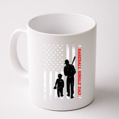 Funny Proud Baseball Single Dad American Flag Fathers Day Funny Gift Coffee Mug