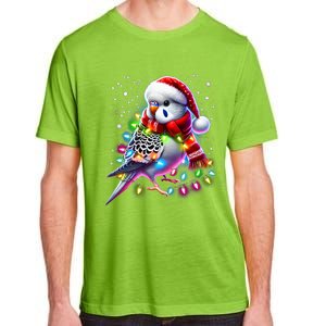 Funny Parakeet Christmas Tree Lights Xmas Parrot Lover Adult ChromaSoft Performance T-Shirt