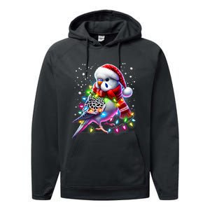 Funny Parakeet Christmas Tree Lights Xmas Parrot Lover Performance Fleece Hoodie