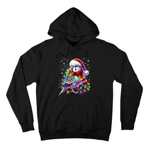 Funny Parakeet Christmas Tree Lights Xmas Parrot Lover Hoodie