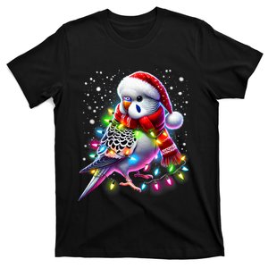 Funny Parakeet Christmas Tree Lights Xmas Parrot Lover T-Shirt