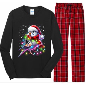 Funny Parakeet Christmas Tree Lights Xmas Parrot Lover Long Sleeve Pajama Set