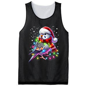 Funny Parakeet Christmas Tree Lights Xmas Parrot Lover Mesh Reversible Basketball Jersey Tank